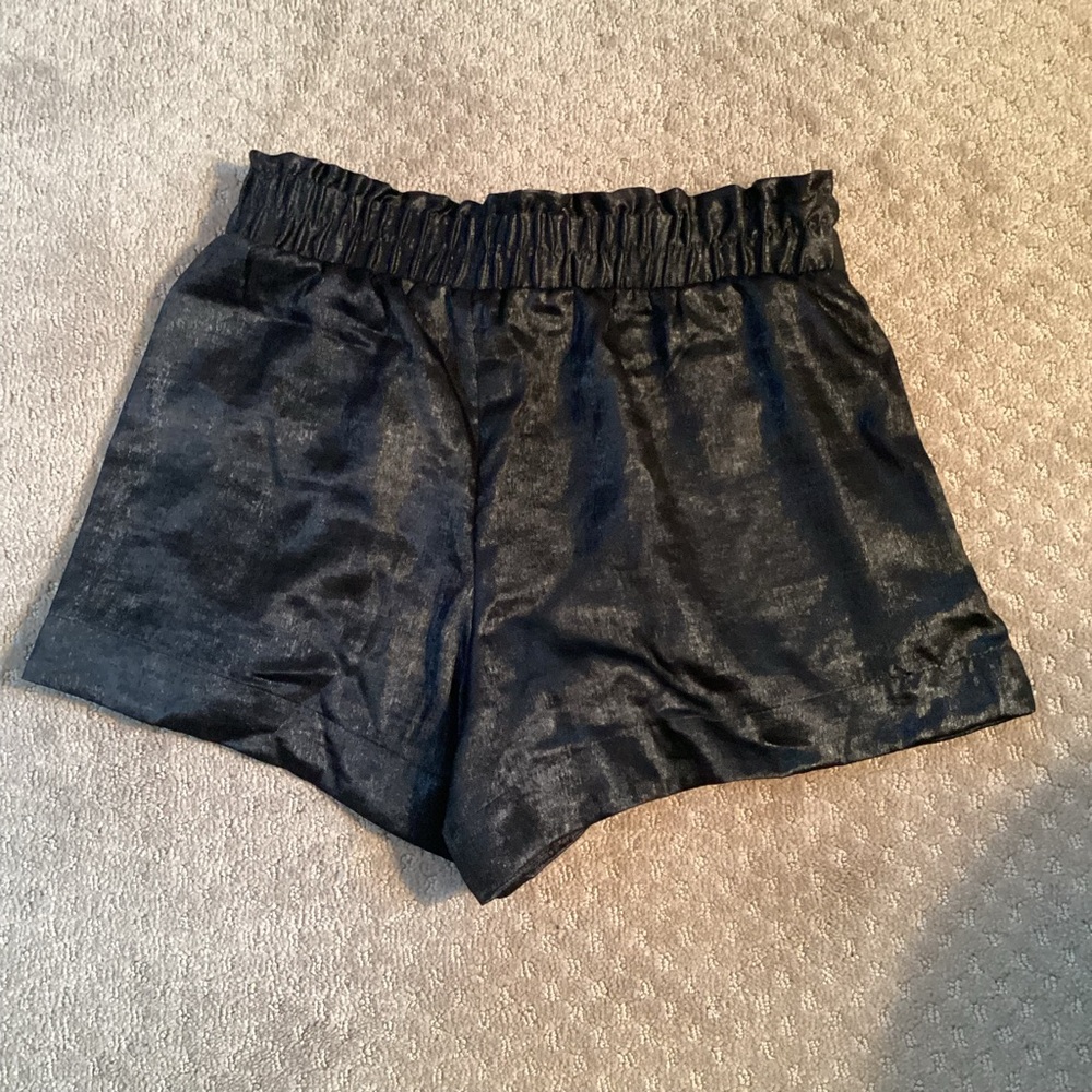 a new day Black metallic high rise, elastic waist shorts, 4” inseam, Med - Picture 3 of 9